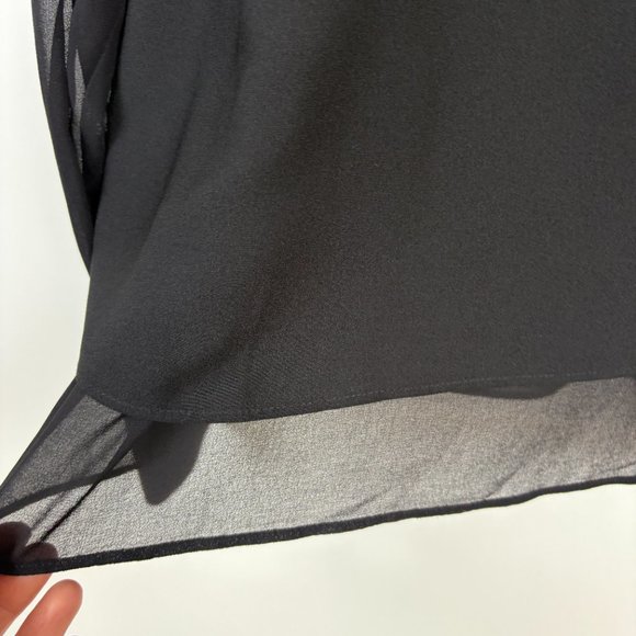Ann Taylor Black Layered Blouse Sheer Sleeves in Small - Picture 6 of 9